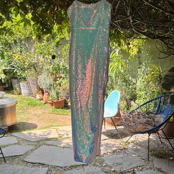 NBD Iridescent Sequin White Spaghetti Strap Dress - Picture 8 of 16